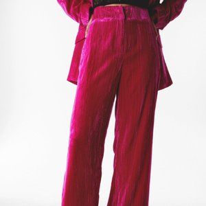 Nasty Gal Hot Pink Velvet Trousers